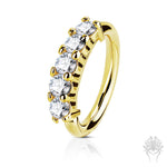 14Kt. Gold Five CZ  Hinged Segment Ring