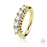 14Kt. Gold Five CZ  Hinged Segment Ring