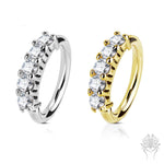 14Kt. Gold Five CZ  Hinged Segment Ring