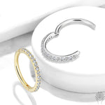 14Kt. Gold Side CZ Paved Hinged Segment Ring