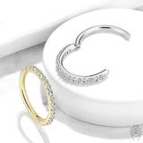 14Kt. Gold Side CZ Paved Hinged Segment Ring