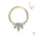 14 Kt. Gold Three Marquise CZ Hinged Segment Ring