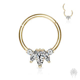 14 Kt. Gold Three Marquise CZ Hinged Segment Ring