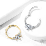 14 Kt. Gold Three Marquise CZ Hinged Segment Ring