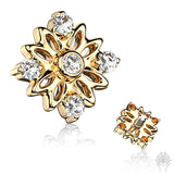 14K Gold 5 CZ Winter Flower Dermal Top (2 colors)