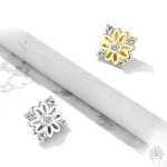 14K Gold 5 CZ Winter Flower Dermal Top (2 colors)