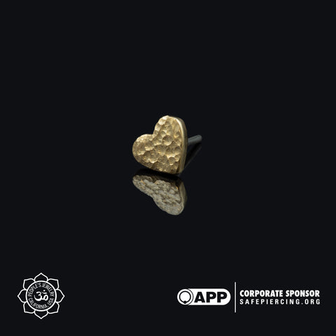 14K Gold Textured Heart Threadless End