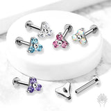 Triangle CZ Flower Top & Labret Post