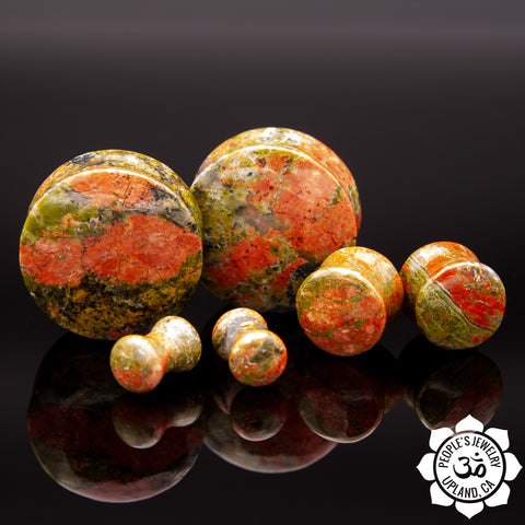 Double Flare Unakite Plugs