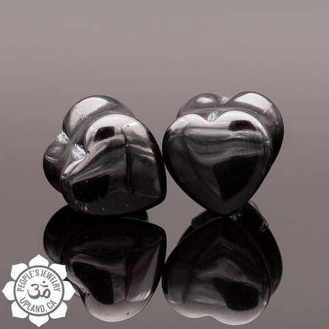 Double Flare Obsidian Heart Plugs (2 colors)