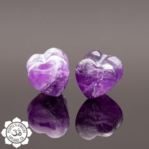 Double Flare Amethyst Heart Plugs