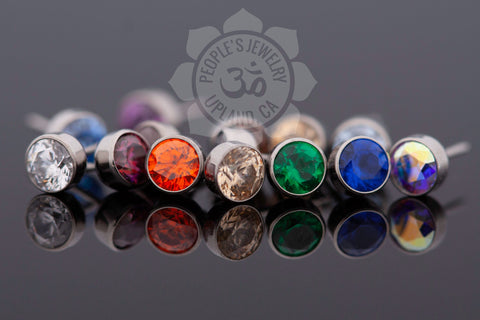 Bezel-Set Swarovski Titanium Threaded End