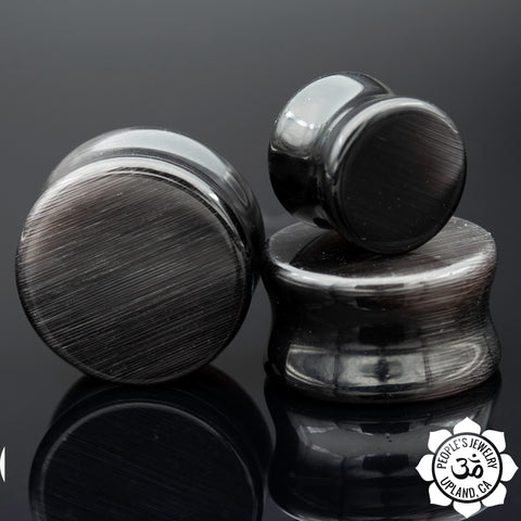 Static Black Double Flare Glass Plugs