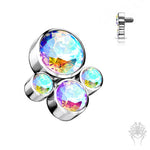 Bezel-Set CZ Cluster Int. Threaded Titanium Top (5 colors)