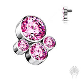 Bezel-Set CZ Cluster Int. Threaded Titanium Top (5 colors)