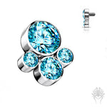 Bezel-Set CZ Cluster Int. Threaded Titanium Top (5 colors)
