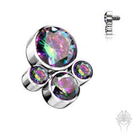 Bezel-Set CZ Cluster Int. Threaded Titanium Top (5 colors)