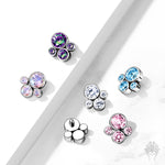 Bezel-Set CZ Cluster Int. Threaded Titanium Top (5 colors)