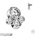 Bezel-Set CZ Cluster Int. Threaded Titanium Top (5 colors)