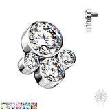 Bezel-Set CZ Cluster Int. Threaded Titanium Top (5 colors)
