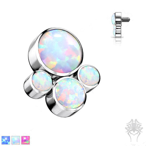 Bezel-Set Opal Cluster Int. Threaded Titanium Top (3 colors)