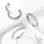 Pave Set Outer CZ/Opal Titanium Clicker (11 colors)