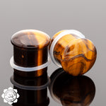 Single Flare Round Tiger's Eye Plugs