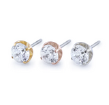 18K Gold Prong Set CZ Threadless End