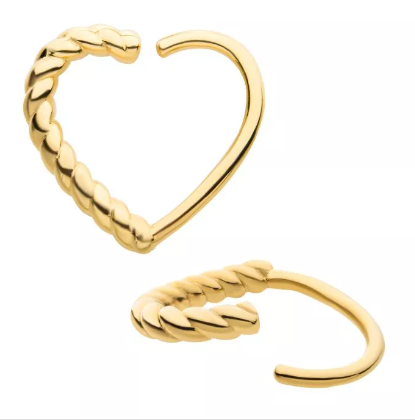 14K Gold with Half-Twisted Heart Seamless Split Ring