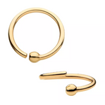 14K Gold Captive Bead Ring with Attached Ball