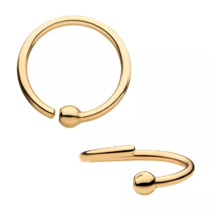 14K Gold Captive Bead Ring with Attached Ball