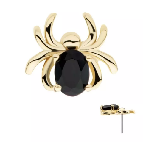 14Kt. Yellow Gold Prong Set Black Oval CZ Spider Top