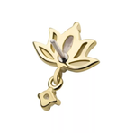 14Kt. Yellow Gold Marquise CZ Lotus Flower Top with Dangle Round CZ Gem
