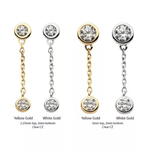 14Kt. Gold Double Bezel Set Round CZ with Dangle Chain Top