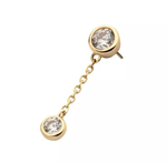 14Kt. Gold Double Bezel Set Round CZ with Dangle Chain Top