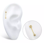 14Kt. Gold Double Bezel Set Round CZ with Dangle Chain Top