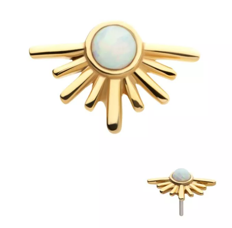 14Kt. Yellow Gold Half Starburst Top with White Opal