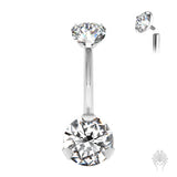 Prong Set CZ Navel Ring