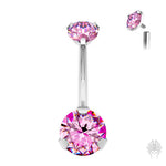 Prong Set CZ Navel Ring