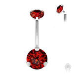 Prong Set CZ Navel Ring