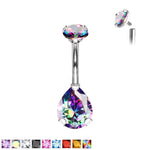 Prong Set Pear CZ Navel Ring