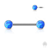 Bezel-Set Opal Titanium Nipple Barbell (4 colors)