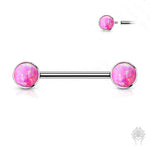 Bezel-Set Opal Titanium Nipple Barbell (4 colors)