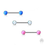 Bezel-Set Opal Titanium Nipple Barbell (4 colors)