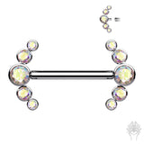 5-CZ Curve CZ Cluster Titanium Nipple Barbell (6 colors)