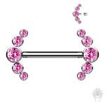 5-CZ Curve CZ Cluster Titanium Nipple Barbell (6 colors)