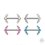 5-CZ Curve CZ Cluster Titanium Nipple Barbell (6 colors)