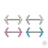 5-CZ Curve CZ Cluster Titanium Nipple Barbell (6 colors)