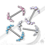 5-CZ Curve CZ Cluster Titanium Nipple Barbell (6 colors)