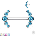 5-CZ Curve CZ Cluster Titanium Nipple Barbell (6 colors)